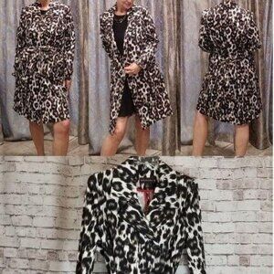 Dana Buchman animal print trench coat size 2X.